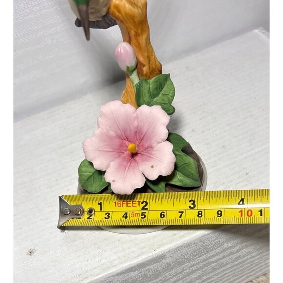 Andrea By Sadek Hummingbird Figure Pink Flower 5.5" Handpainted Detailed 6059 - Picture 7 of 8
